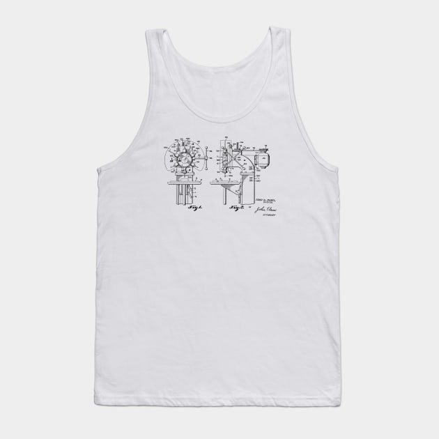 Drill Press Machine Vintage Patent Drawing Tank Top by TheYoungDesigns